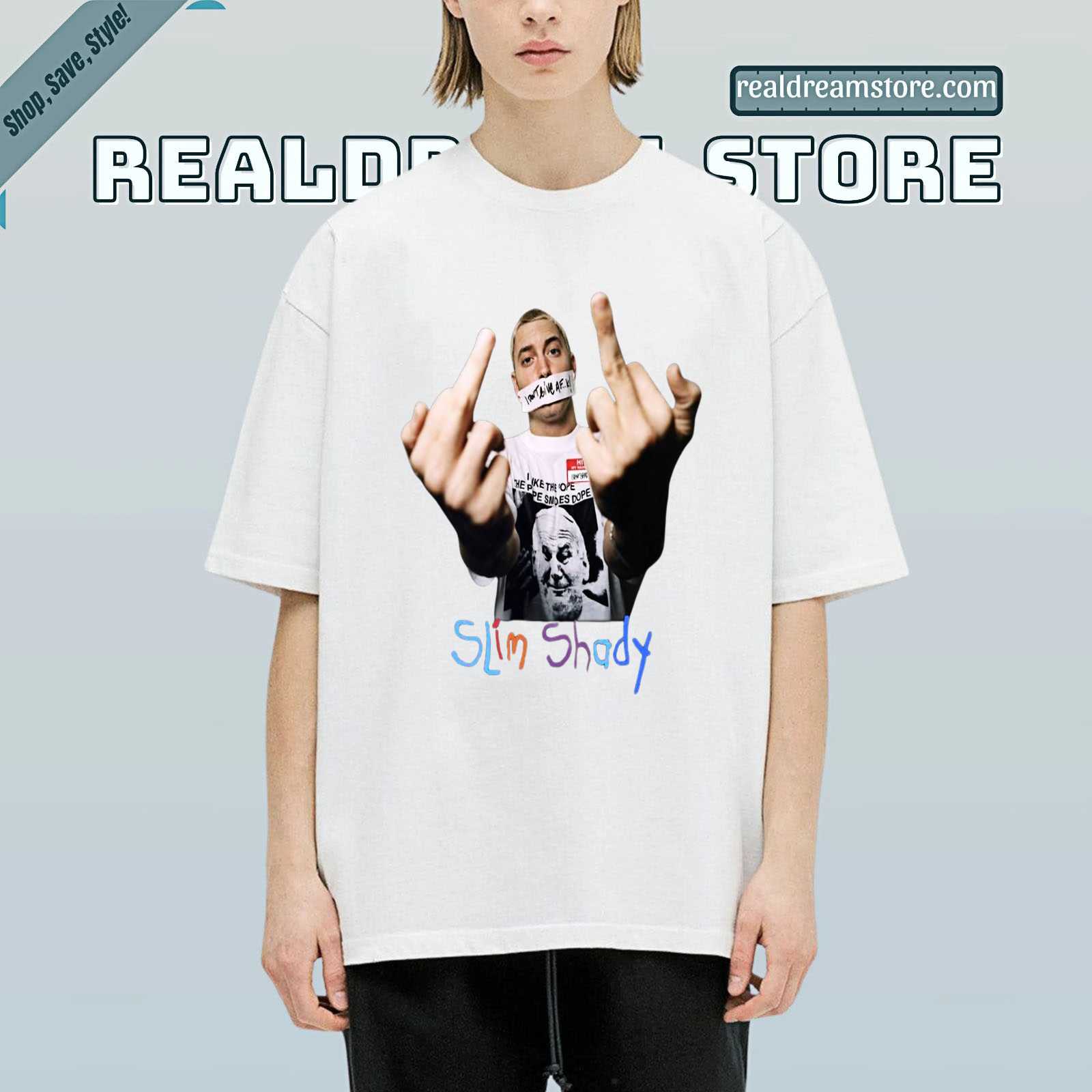 Eminem Middle Finger Tshirt - Slim Shady Light Color Tee